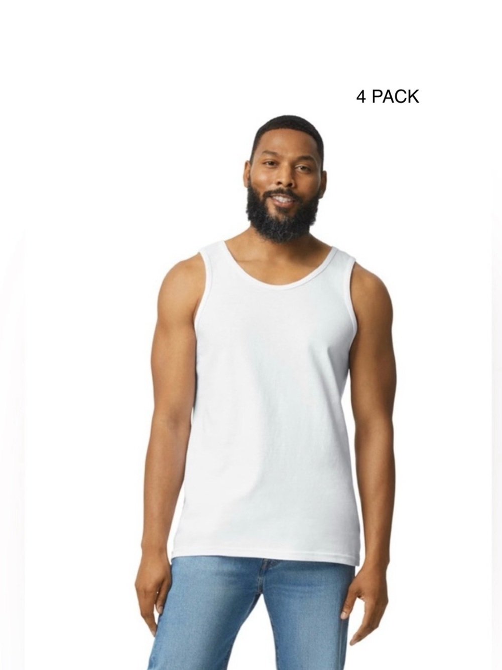 DELTA APPAREL 4 PK PRO WEIGHT ADULT TANK TOPS - WHITE SIZE XL (NEW WITH TAGS)